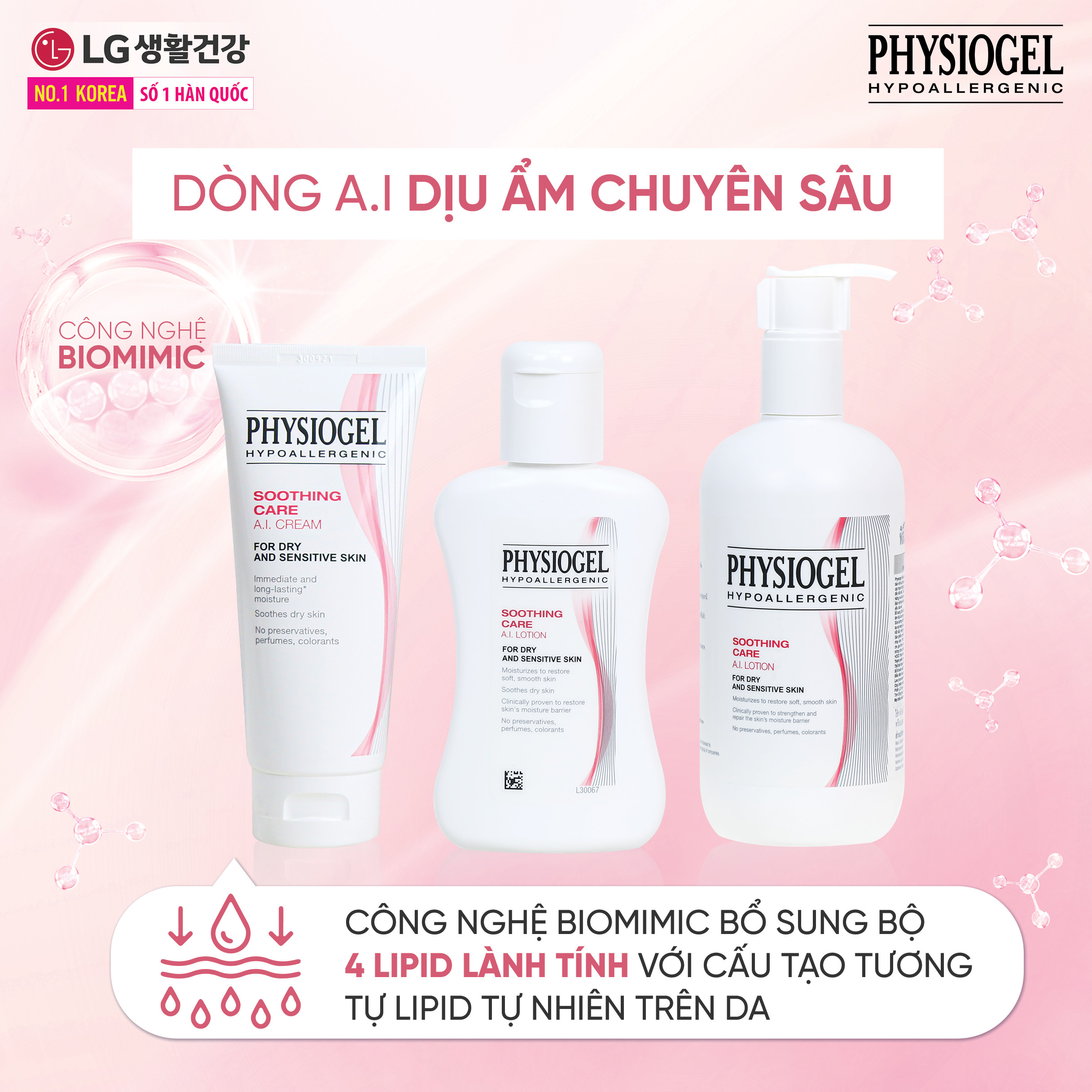 SỮA DƯỠNG ẨM VÀ LÀM DỊU DA PHYSIOGEL AI 100ML